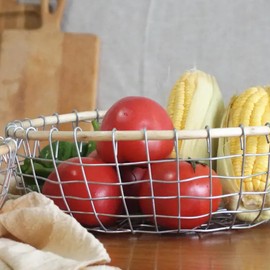 EMOGGOKI Storage Holder 2 Size Fruit Basket for Kitchen Wire Basket Creative Snack Sundries Storage Holder Basket Storage Container Sturdy Basket