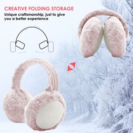 DERCLIVE Earmuff Winter Folding Warm Earwarmer Furry Earmuffs Ear Covers Warmer for Women Girls (Pink)