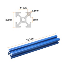 uxcell 2 Pcs t Slot 2020 Aluminum Extrusion Profile 200mm 8 inch, European Standard Anodized Blue Linear Rail Extrusion Frame for 3D Printer, CNC Machine