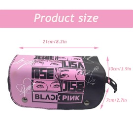 SDECRW Black-pink pencil case, beautiful large capacity pencil case, anime pencil case, pencil case with zip, with multiple compartments, pencil case organiser for boys, girls, students, office