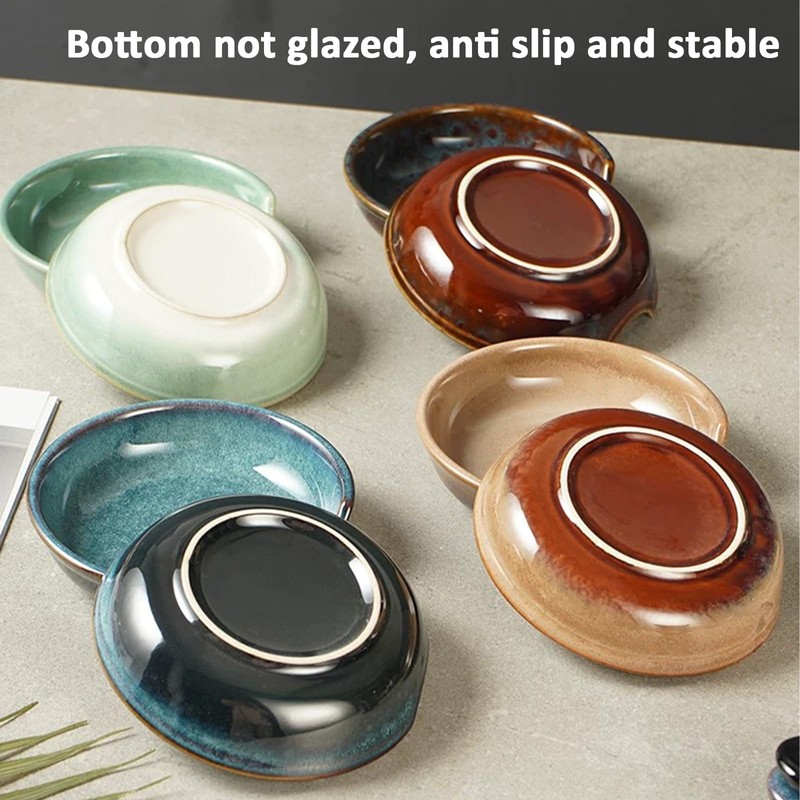 4 Pack Ceramic Spoon Rest for Stove Top, Heat-Resistant Spoon