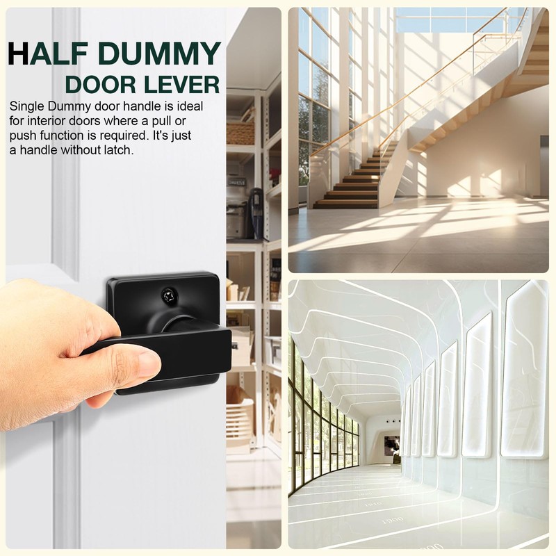 GOBEKOR 8 Pack Dummy Door Handles Matte Black Single Dummy