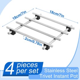 LOPYXBR 4 PCS Trivets for Kitchen Worktops, 18 x 18 cm Hot Pan Stand for Worktops, Square Stainless Steel Trivets for Hot Pans, Anti Slip Trivets Kitchen Worktop Protector for Kitchen Worktops