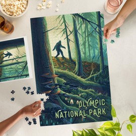 Lantern Press 1000 Piece Jigsaw Puzzle, Olympic National Park, Washington, Wanderer, Bigfoot in Forest