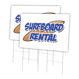 Surfboards Rental 2 Pack of 24" x 36" Yard Sign & Stake | Advertise Your Business | Stake Included Image On Front Only | Made in The USA