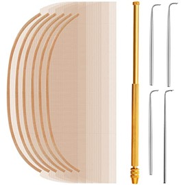 11 Pieces Wig Making Kit Including 6 Pieces Swiss Lace Net and Brass Ventilating Holder with 4 Pieces Ventilating Needles Wig Kit for Lace Front Wigs for Beginners (Light Brown)