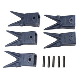 Celliparts X156WT Twin Tiger Bucket Teeth + 156LPN Long Pins 5PCS Compatible with Hensley Style X156 for Skid Steer and Mini Excavators 156