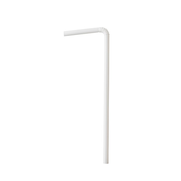 Crystalware Bulk Pack of 380 Flexible Plastic Drinking Straws - White, Individually Wrapped, Food-Safe BPA Free, 7.75 Inches Long (380/Box)