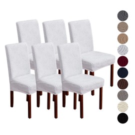 YUEANG Dining Chair Covers, Chair Covers for Dining Room Stretch Parsons Chair Slipcover, for Dining Room Kitchen Chair Protector Cover, Removable, Washable (White, 6 Pack)