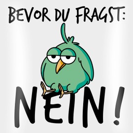 Shirtracer Cushion 40 x 40 cm Decorative Cushion - Statement with Sayings - Bevor du Fragst Nein - Gift Colleague Funny - 40 x 40 cm - White - Saying Sayings nö Cushion Cover Sayings Bird Sofa Cushion