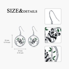 SELKAT Panda Drop Dangle Earrings 925 Sterling Silver Cute Panda Bamboo Drop Earring for Women Animal Jewelry Birthday Valentine Mothers Day Christmas Gifts for Mom Wife Friends Teen Girls Sister