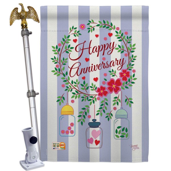 Breeze Decor Happy Anniversary House Flag Eagle Set Celebration Couple