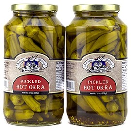 Amish Wedding Hot Pickled Okra 32 Ounces (Pack of 2)
