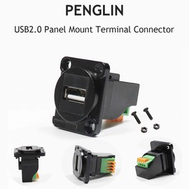 PENGLIN 2PCS USB2.0 Panel Mount Terminal Connector,USB 2.0 Type A Female to 4 Pin Solderless Adapter Connectors Converter