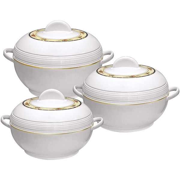 Asian Sq Pro Ambiente Large Food Warmer Hot Pot Set Of Insulated Casseroles 6 8 And 10 Litre