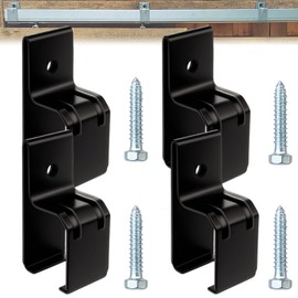 BiJun Box Rail Hanger Brackets-Heavy Duty Exterior Barn Door Hardware for 1-3/4"x2-3/8 Strut Channels | 100kg Load Capacity, Rust-Proof & Prevents Door Sagging (Black 4 Pack)