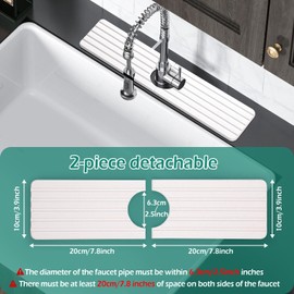 GeeRic 16.8” Rectangle Sink Splash Guard Mat, Stone Absorbent Faucet Mat, Drip Catcher Tray Countertop Kitchen Sink White