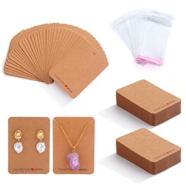 MICATINDO - Paquete de 100 tarjetas de arete con bolsas, 100 tarjetas de exhibición de arete para vender, hechas a mano con soporte de aretes de amor, para collares, arete, embalaje de joyas (100
