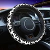 Black and White Cow Skin Steering Wheel Cover Universal 15