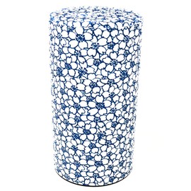 Kitsusako Kyoto-born Yuzen Paper Tea Canister, Cherry Blossom Pattern [Suppresses the Degradation of Tea Leaves] / Tea Canister / Tea Caddy / Tea Pot Storage Container (White (5.3 oz (150 g)