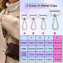 4Pack 1 Inch Metal Purse Clips, Detachable Swivel Lobster Claw Clasps Small Keychain Clip for Paracord Lanyard, Purse Strap Extender Hardware, Backpack Pendant, Pets Collar Accessory (Silver)