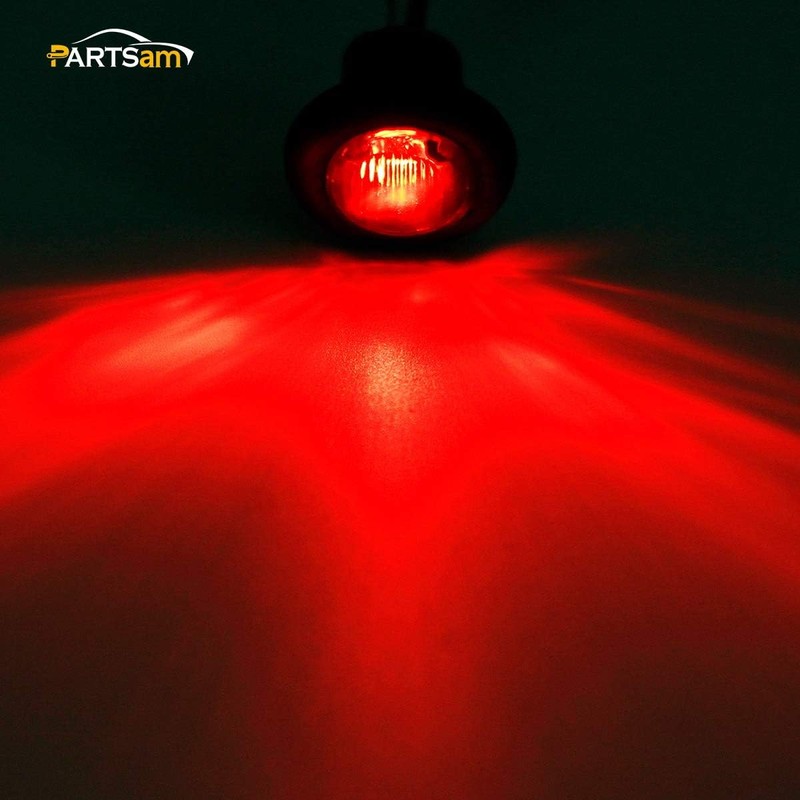 Partsam 10X 3/4" Round Red LED Marker Lights Side Marker