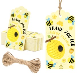 50 PCS Team Appreciation Gift Tags Thank You for Being Awesome with String for Coworker, Employee, Teacher Nurse Volunteer