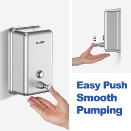 AIKE 37oz Surface Mount Stainless Steel Soap Dispenser for Commercial,Brushed Stianless Steel Finish Model AK1003