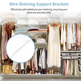 Toyosport 8 Pcs Wire Shelf Brackets, Shelf Brackets 12 Inch, Heavy-Duty Mounting Bracket with Screws, White Epoxy-Coated Closet Shelving Accessories for RVs