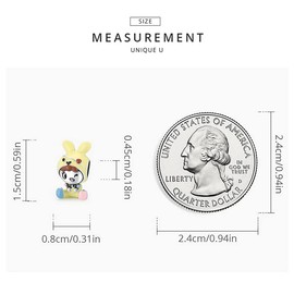 PAHALA 925 Sterling Silver Enamel Cartoon Bunny Doll Clown Cat Doll Charm Bead (Bunny Doll)