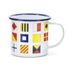 Kikkerland Enamel Cup Nautical Flags, White, 8.1x8.9x11.7 cm