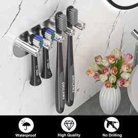 YAYINLI Toothbrush Holders for Bathrooms - Electric Tooth Brushing Holder Wall Mounted Toothbrush Holder, SUS 304 Stainless Steel Shower Toothbrush Head Holder Brushed Nickel