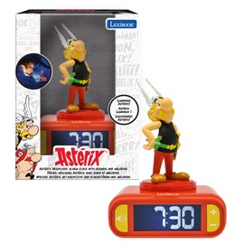 Lexibook, Asterix RL800AX2 Asterix Night Light Alarm Clock Sounds and Melodies Backlit LCD Screen Luminous Snooze Function
