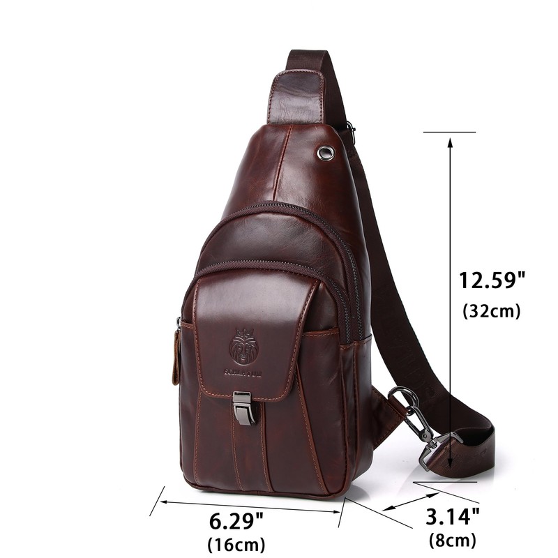 LUKZIJAES - Bolsa de piel genuino para hombre, #10-Café
