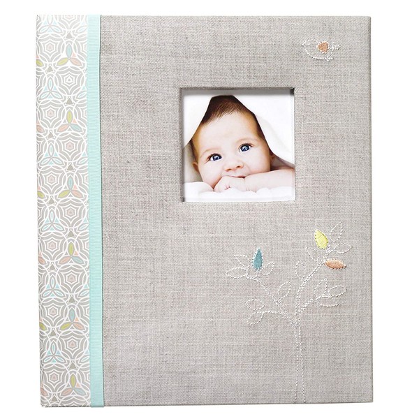 C.R. Gibson Grey 'Linen Tree' Loose Leaf First Five Years Memory Baby Book, 64pgs, 10'' W x 11.75'' H.