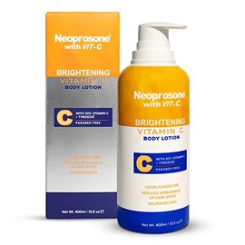 Neoprosone loción corporal iluminadora de 500 ml – Formulada para desvanecer manchas oscuras en los codos, rodillas, cuello, cuerpo y partes íntimas, con ácido láctico, complejo de alfa arbutina y vitamina C