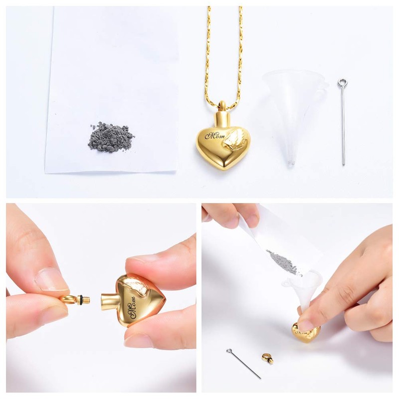 Imrsanl Cremation Jewelry for Ashes Pendant Wings Heart Urn Necklace
