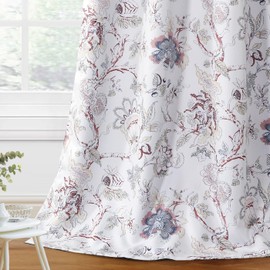 H.VERSAILTEX Blackout Curtains 96 Inch Length 2 Panels Set Floral Print Curtain Drapes for Living Room Thermal Insulated Grommet Window Curtains for Bedroom - Traditional Floral in Terracotta and Blue