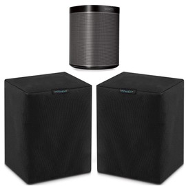 Two Black Heavy Duty 600D Outdoor Sonos Speaker Covers - Protection for Your Sonos Play:1, Sonos One & Sonos One SL Speakers - Fits Wall Mounted Speakers