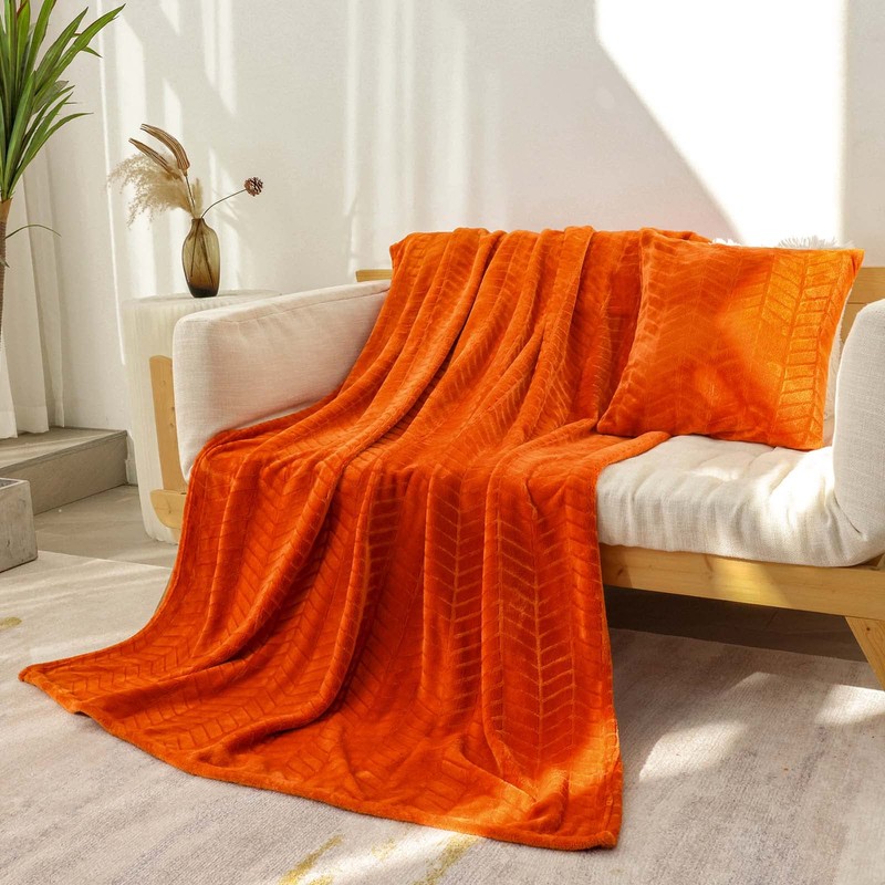 Excervent Soft Brushed Flannel Throw Blanket (50x71 inches) Burnt Orange