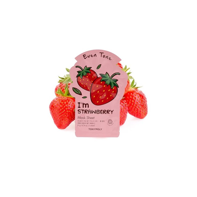 TONYMOLY I'm Strawberry Sheet Mask, Hydrating Face Treatment, Natural Ingredients,