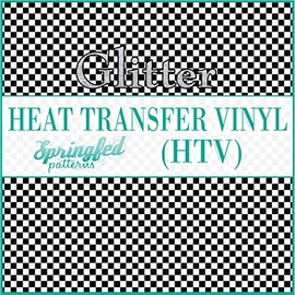 Small Black & White Checkered Pattern #1 Glitter HTV 12x18 Sheet Heat Transfer Vinyl Checks Print