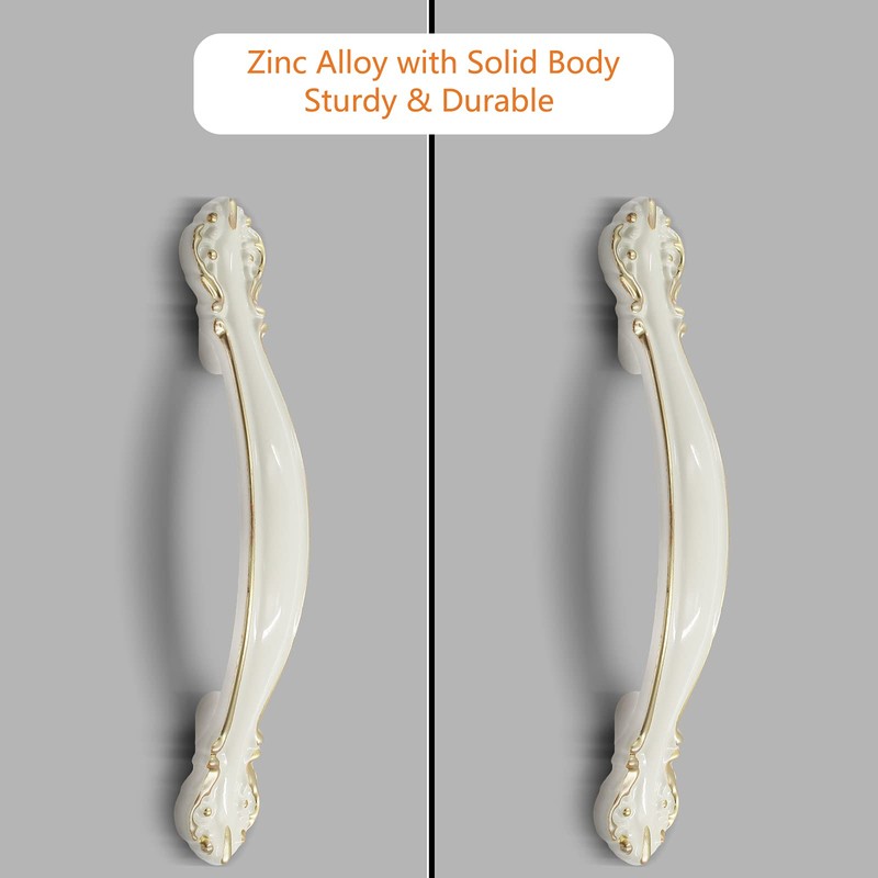 Jiozermi 10pcs Hardware Handle Pull for Cabinet Drawer, Ivory White