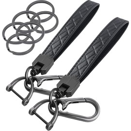 2 Piezas Llavero de piel de microfibra para auto,llaveros para hombre y mujer,Cuero de alta calidad,aleación resistente óxido,llavero de muñeca con 3 llaveros y anillo en D antipérdida