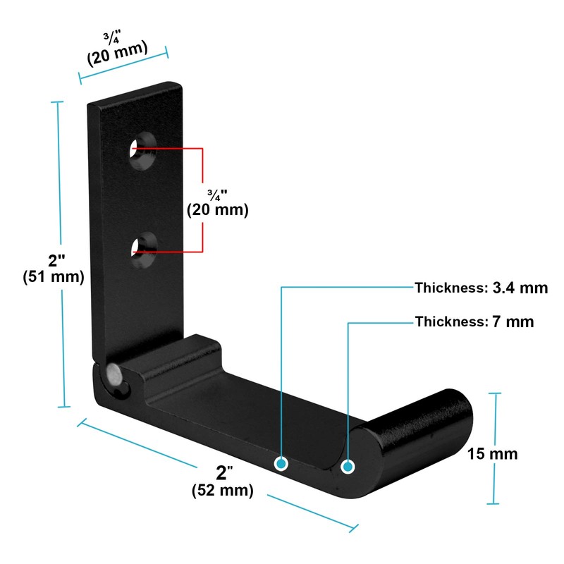 heneng 10 Pack 2" Black Folding Coat Hook w/ Screws,