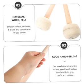 Kisangel 2 pcs Felt Drumsticks for Adults Non Slip Wooden Bass Drum Mallets Comfortable Grip Percussion Sticks for Various Musical Styles and Practice