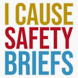 I Cause Safety Briefs Window Bumper Sticker Decal 5"