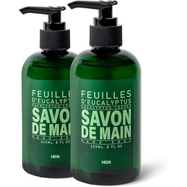 Savon De Main Premium Liquid Hand Soap | All Natural Hand Soap | Moisturizing | For Kitchen & Bathroom | 2 X 8 Ounce Bottles| Feuilles d'Eucalyptus - Eucalyptus Leaves