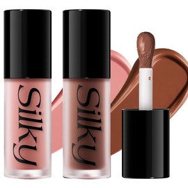 LANGMANNI Soft Liquid Blush Contour Makeup - Blendable & Seamless Matte High Pigmented For Long Lasting Cheeks Tinted, Big-Head Applicator For Liquid Blush Makeup(#B03+C02)