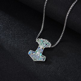 JERWLI Thors Hammer Necklace for Men 925 Sterling Sliver Viking Mjolnir necklace Necklace viking Thors Hammer Jewelry Gifts for Men Women